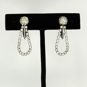 1970's Crystal Rhinestone Tear Drop Loop Fashion Earrings